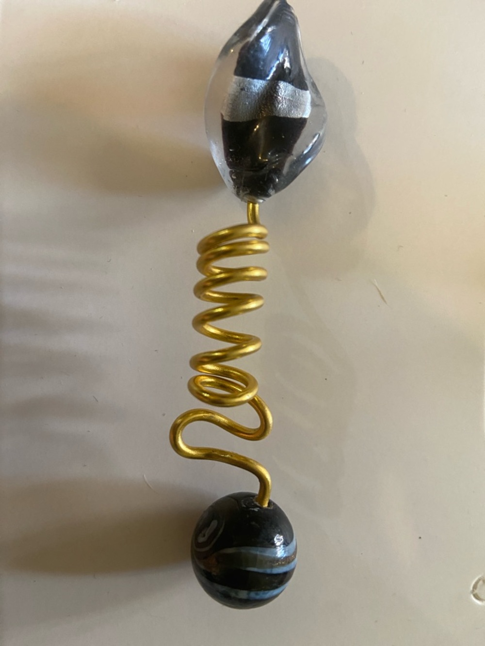 Gold Spiral Hair Coil with Black Decorative Beads - Women Hair Color Accessory